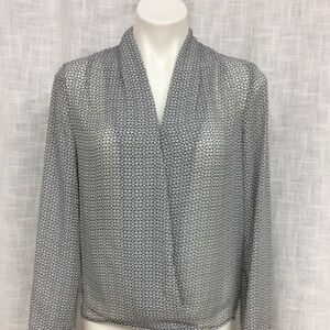 Spense Black and White Small Long Sleeve Sheer Top